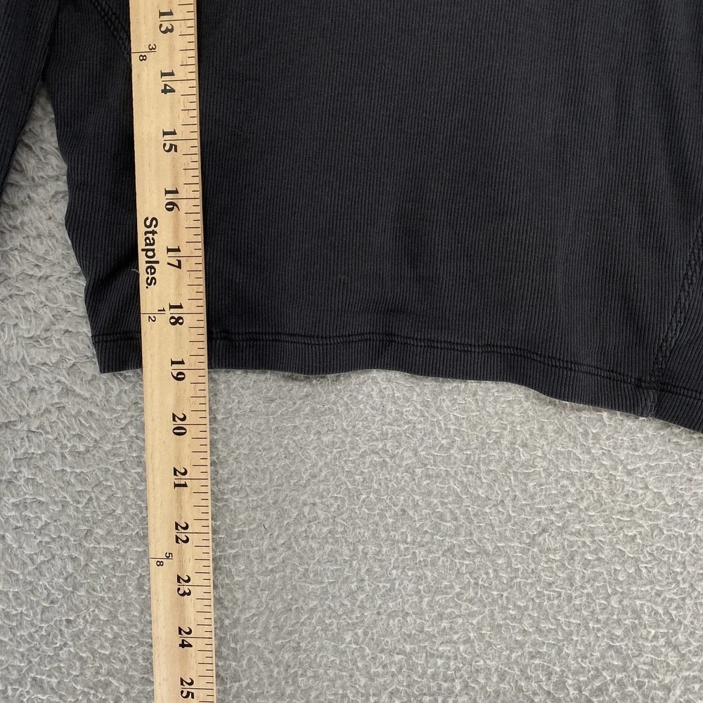 Lululemon Crop Long‎ Sleeve Shirt Womens 10 Medium Black Open Back Yoga Workout
